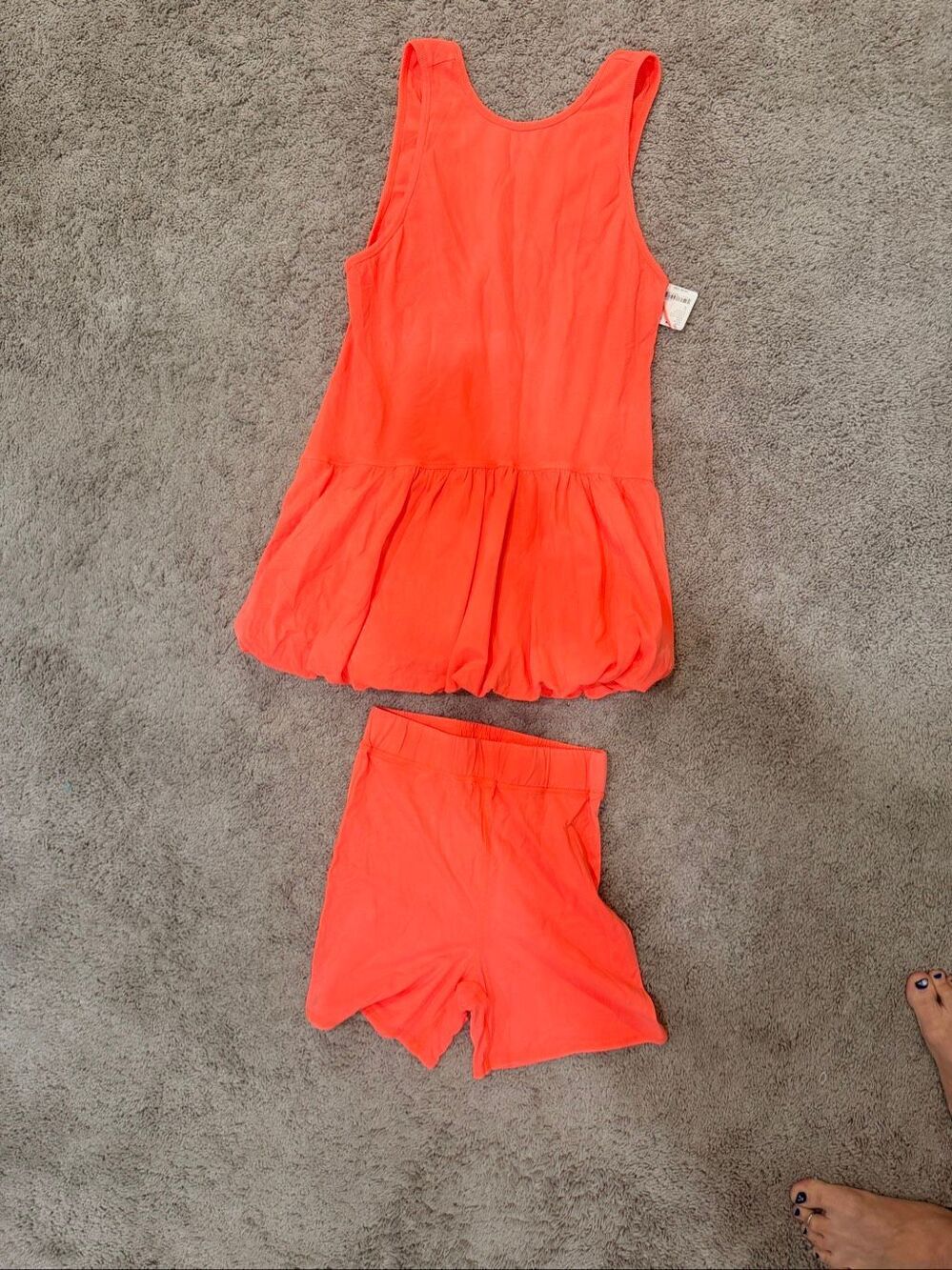 Free People Coral Pink Athletic Matching Tank Top Shorts Set S Workout Lounge